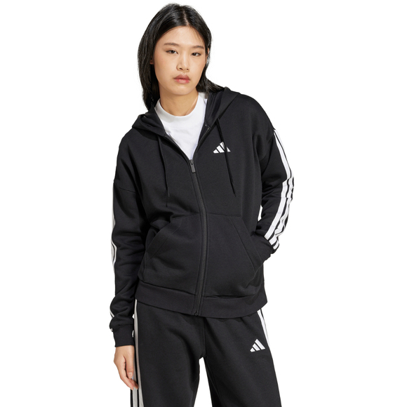 Bluza damska adidas Essentials 3 Stripes Full Zipp Hoodie czarna JE1283