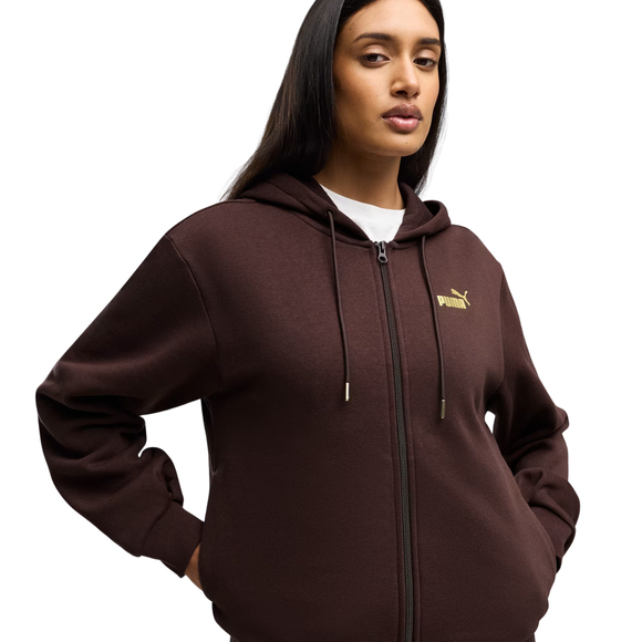 Dres damski Puma Metallic Hooded Standard Sweat brązowy 693996 33