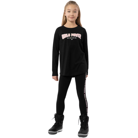 Koszulka dla dziewczynki 4F głęboka czerń HJZ22 JTSDL002 20S