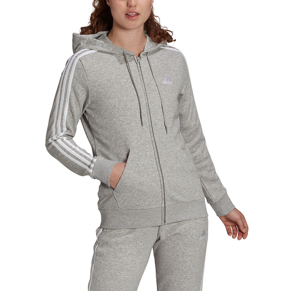 Bluza damska adidas W 3S Ft Fz Hd szara GL0802