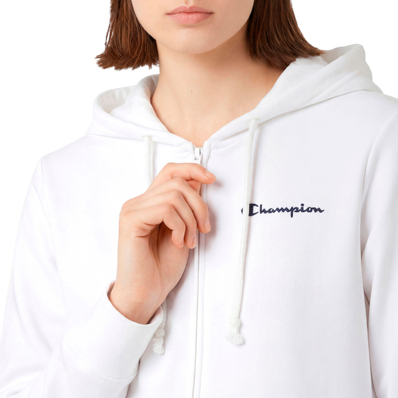 Bluza damska Champion Full Zip Hoodie Sweatshirt biała 118406 WW001