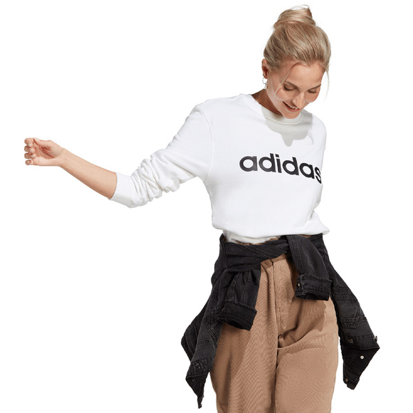 Bluza damska adidas Essentials Linear French Terry biała IC6879