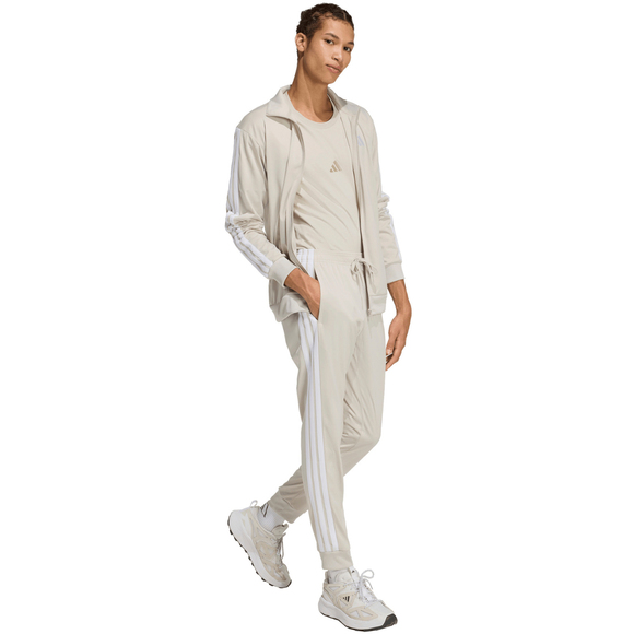 Spodnie męskie adidas 3-Stripes Tricot Regular Tapered beżowe JY7721