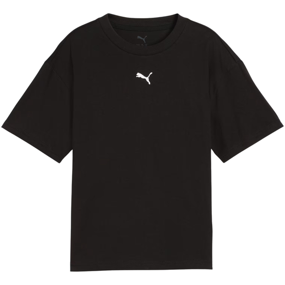 Koszulka dla dzieci Puma Ess Centered Cat Logo Boxy Tee czarna 685131 01