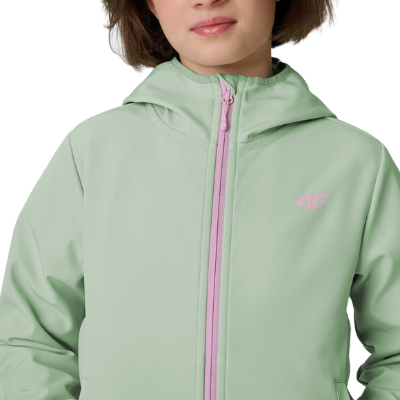 Kurtka dla dziewczynki softshell 4F F478 miętowa 4FJWSS26TSOFF478 47S