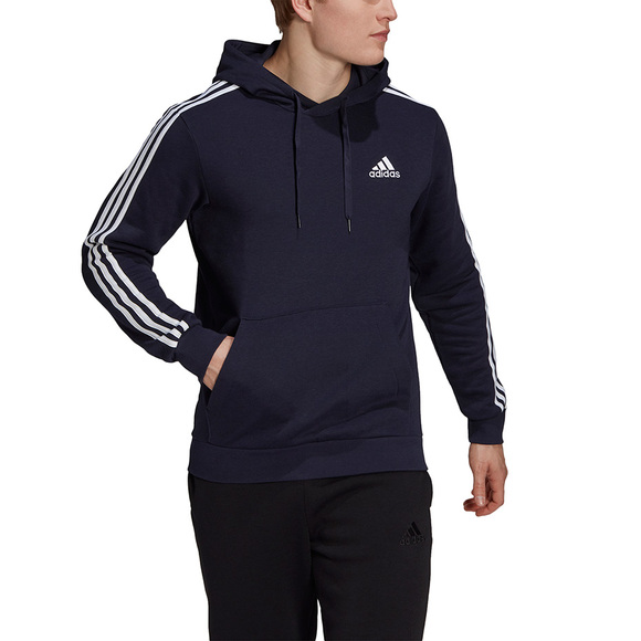 Bluza męska adidas Essentials Fleece 3-Stripes Hoodie granatowa GK9073