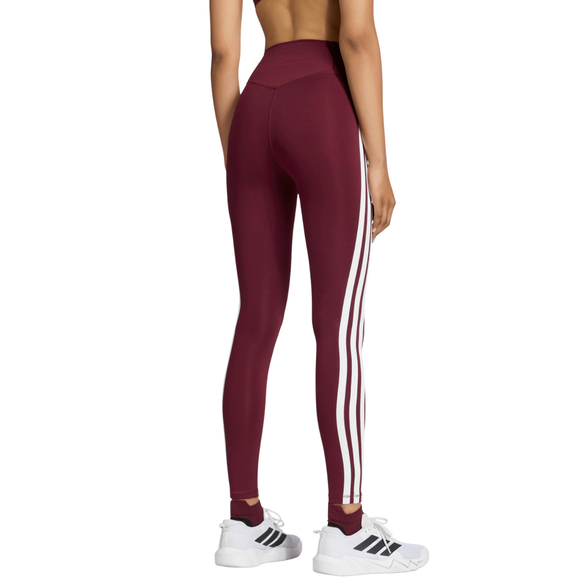 Legginsy damskie adidas Optime Essentials Workout 3-Stripes 7/8 bordowe KT3772