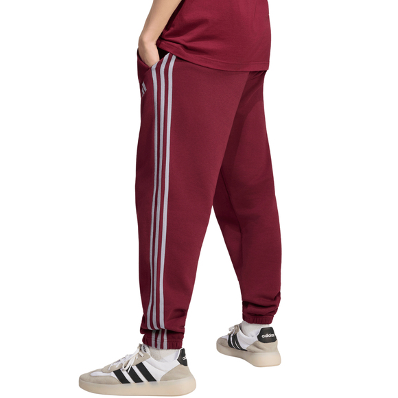 Spodnie męskie adidas Essentials 3-Stripes Fleece Tapered Cuffed bordowe KY4134