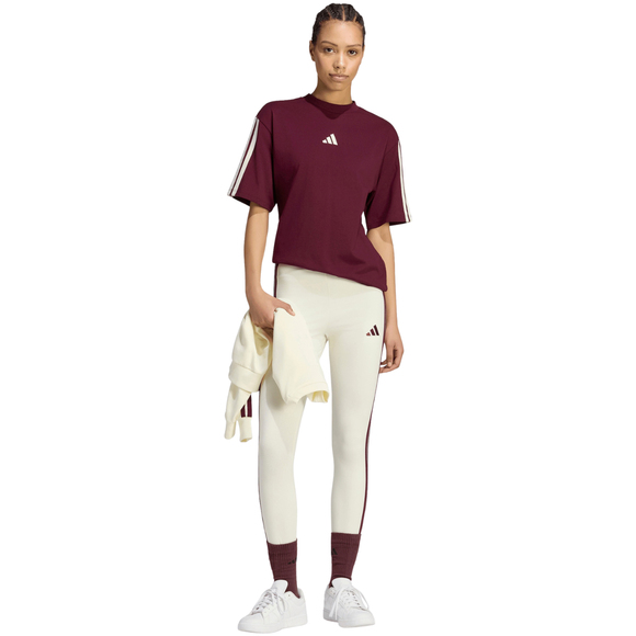 Koszulka damska adidas Essentials 3-Stripes Boyfriend bordowa KX0793