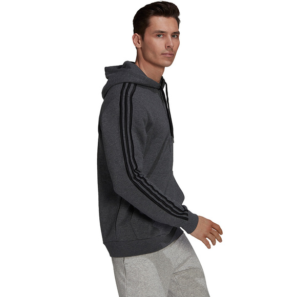 Bluza męska adidas Essentials Fleece 3-Stripes Hoodie ciemnoszara GK9082