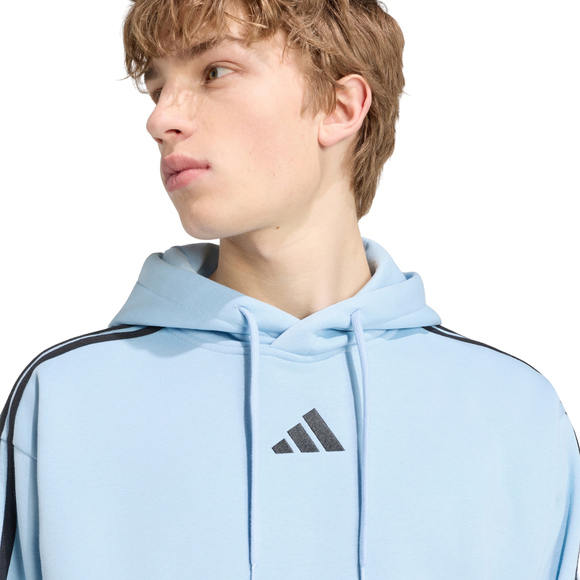 Bluza męska adidas Essentials 3-Stripes Fleece Hoodie błękitna KY4170