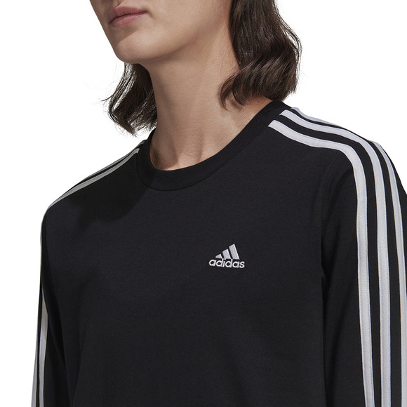 Koszulka damska adidas Essentials 3-Stripes Long Sleeve czarno-biała HF7261