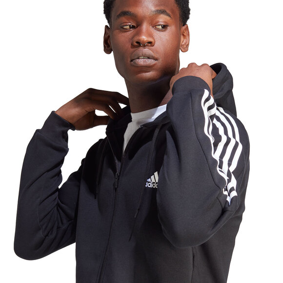 Bluza męska adidas Essentials Fleece 3-Stripes Full-Zip czarna IB4029