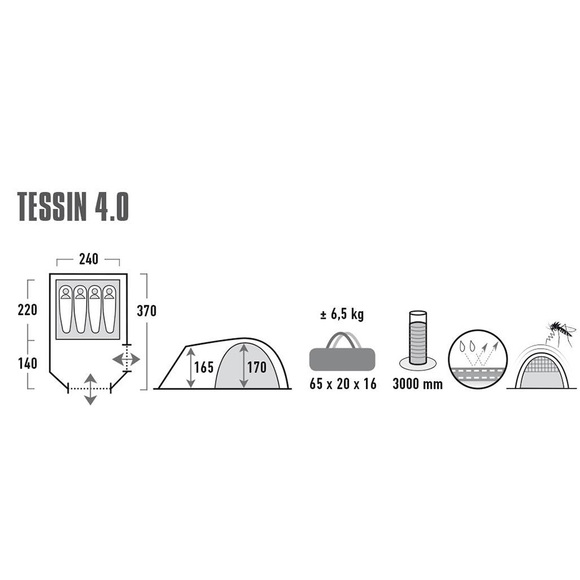 Namiot High Peak Tessin 4 jasny szary 10224