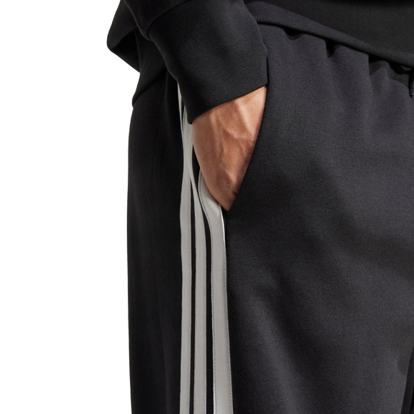 Spodnie męskie adidas Essentials Three Stripes Fleece Wide Leg czarne JM1770