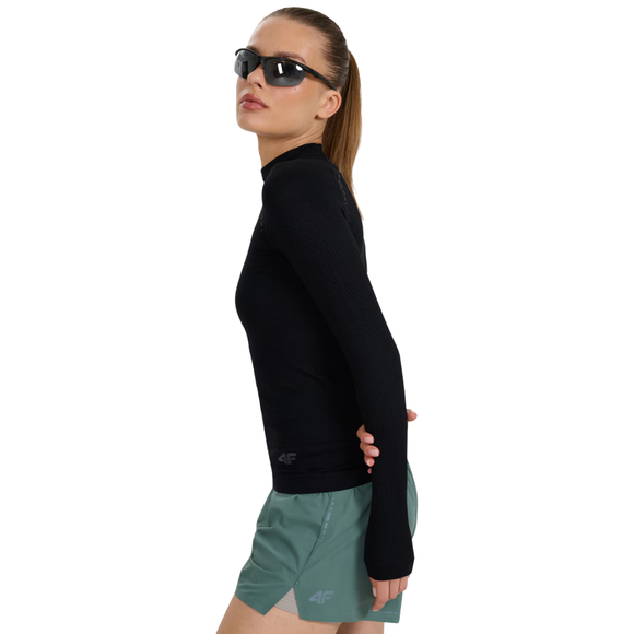 Koszulka damska longsleeve 4F F419 głęboka czerń 4FWAW25TFLOF419 20S