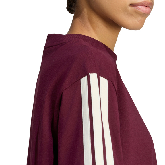 Koszulka damska adidas Essentials 3-Stripes Boyfriend bordowa KX0793