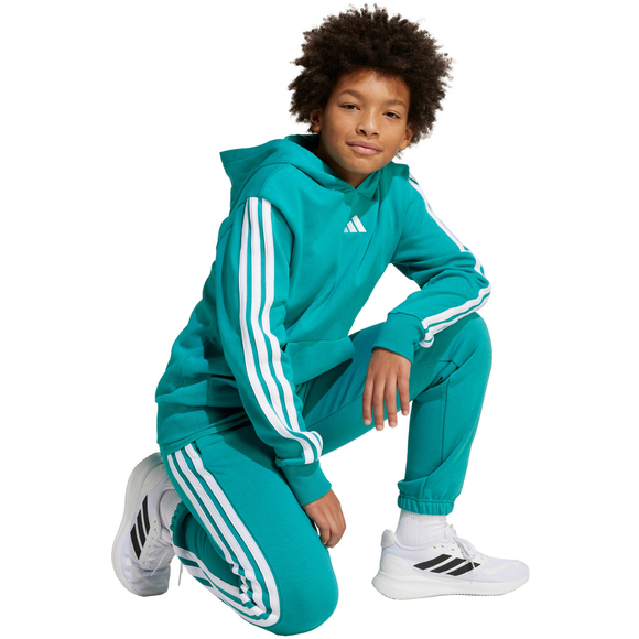 Bluza dla dzieci adidas 3 Stripes Fleece Hoodie 225 turkusowa JN2417