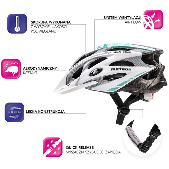 Kask rowerowy Meteor MV29 Drizzle M 55-58 cm czarno-różowy 24715