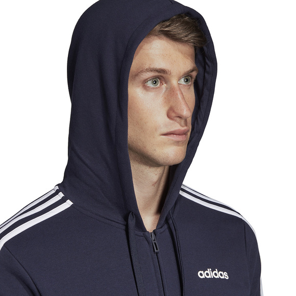 Bluza męska adidas Essentials 3 Stripes FZ FT granatowa DU0471