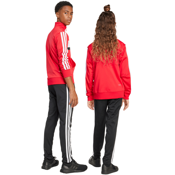 Dres dla dzieci adidas Seasonal Essentials Tiberio 3-Stripes Tricot czerwono-czarny JI6214