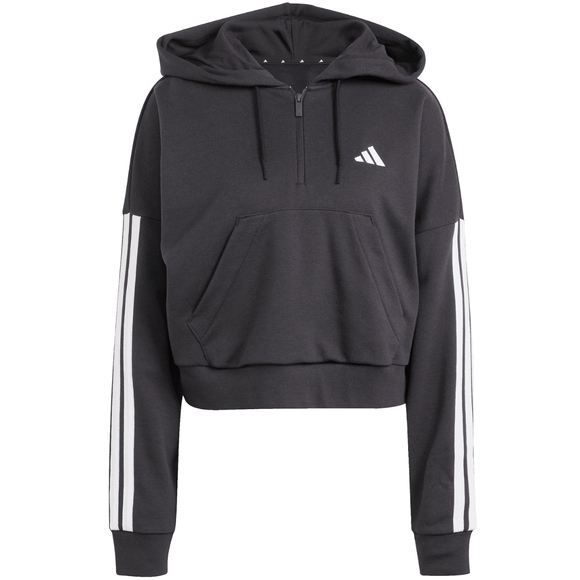 Bluza damska adidas Essentials 3-Stripes French Terry Quarter-Zip Hoodie czarna JN1956