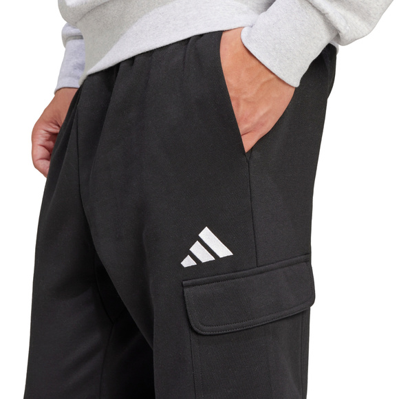 Spodnie męskie adidas Essentials Feelcozy Fleece Cargo czarne JE3820