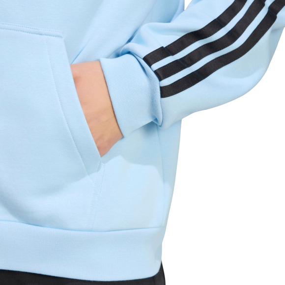 Bluza męska adidas Essentials 3-Stripes Fleece Full-Zip Hoodie błękitna KY4143