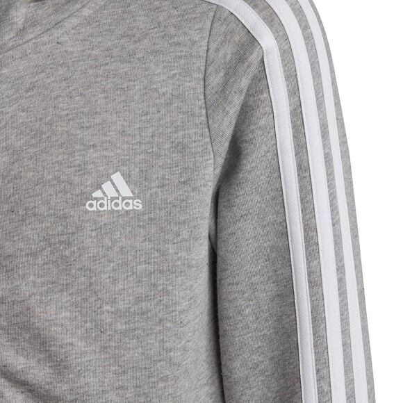 Bluza dla dzieci adidas Essentials 3-Stripes Full-Zip Hoodie szara IC3635