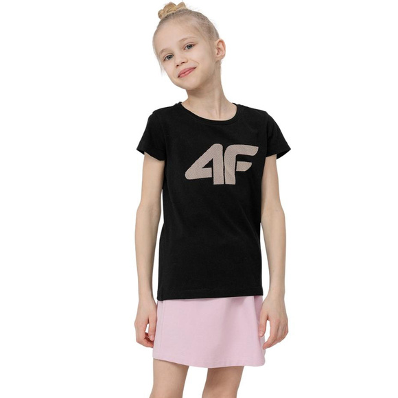 Koszulka dla dziewczynki 4F głęboka czerń HJL22 JTSD005 20S