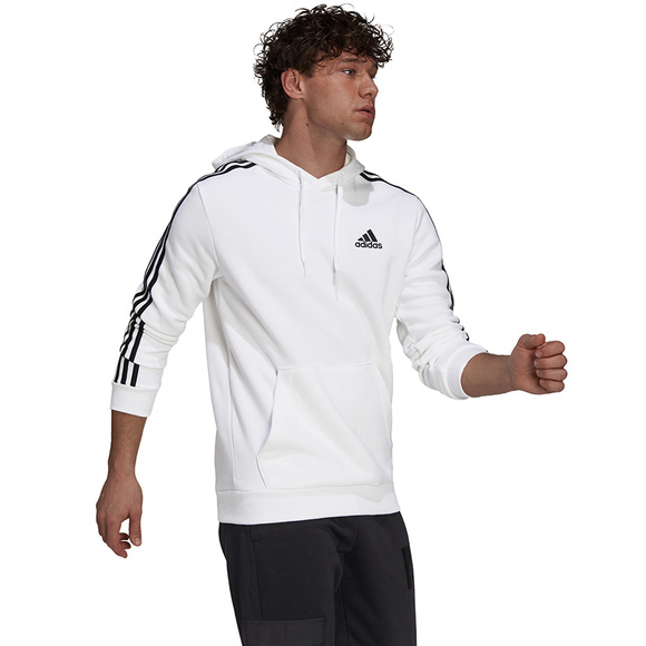 Bluza męska adidas Essentials Fleece 3-Stripes Hoodie biała GU2522