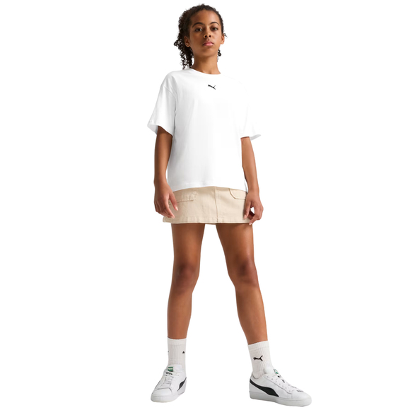 Koszulka dla dzieci Puma Ess Centered Cat Logo Boxy Tee biała 685131 02