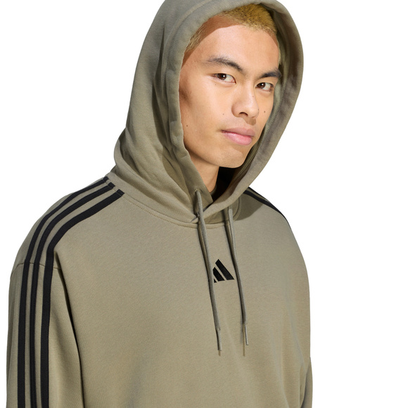 Bluza męska adidas Essentials 3-Stripes French Terry Hoodie oliwkowa KY4204