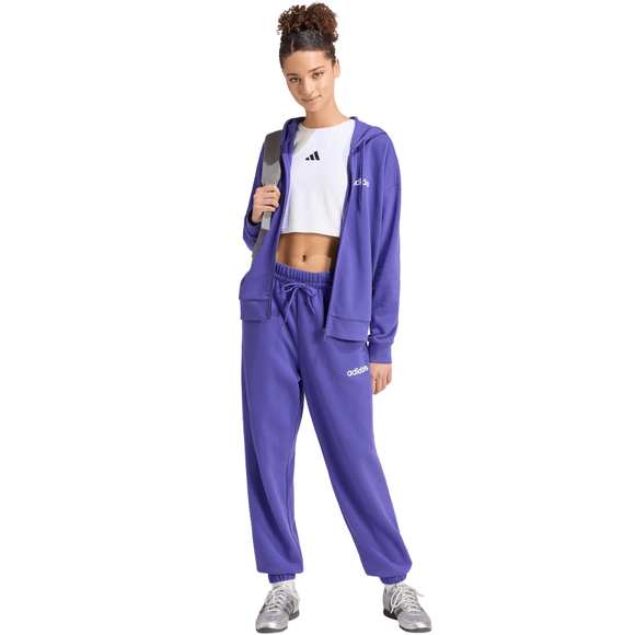Spodnie damskie adidas Essentials Linear French Terry Cuffed fioletowe KF8363