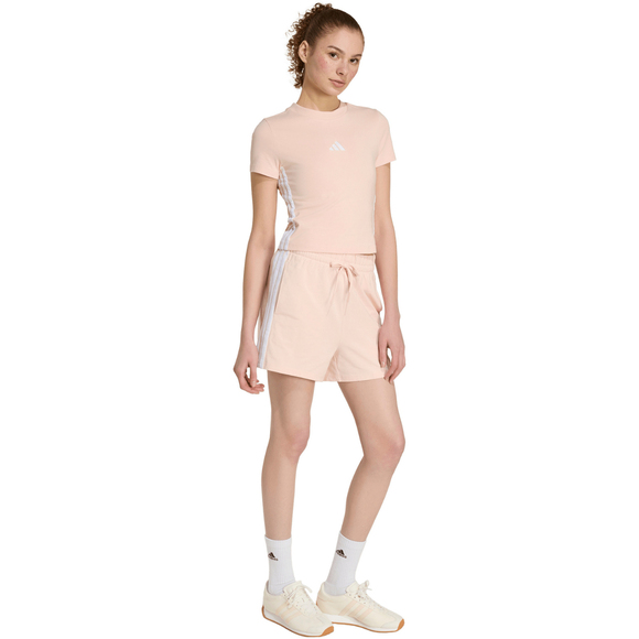 Koszulka damska adidas Essentials 3-Stripes Slim Baby pastelowy róż KD2343