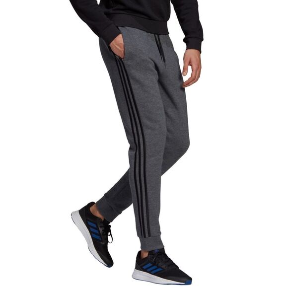 Spodnie męskie adidas Essentials Tapered Cuff 3 Stripes ciemnoszare GK8826