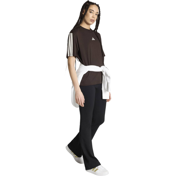 Koszulka damska adidas Essentials 3-Stripes Boyfriend ciemnobrązowa KX0794