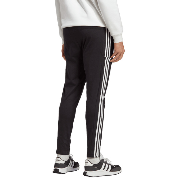 Spodnie męskie adidas Essentials Single Jersey Tapered Open Hem 3-Stripes czarne IC0044