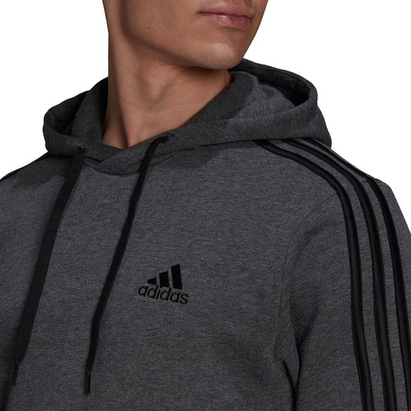 Bluza męska adidas Essentials Fleece 3-Stripes Hoodie ciemnoszara GK9082