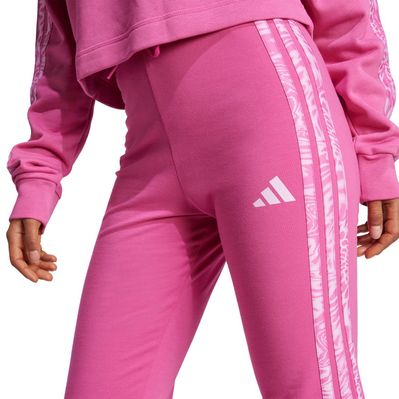 Legginsy damskie adidas Essentials 3-Stripes Print Cotton różowe JG6238