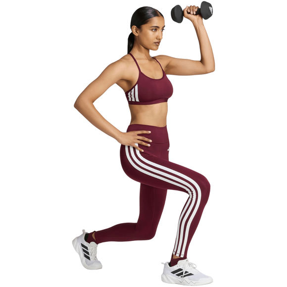 Legginsy damskie adidas Optime Essentials Workout 3-Stripes 7/8 bordowe KT3772