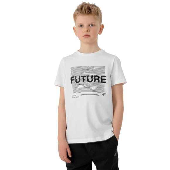 Koszulka dla chłopca 4F biała HJL22 JTSM006 10S			