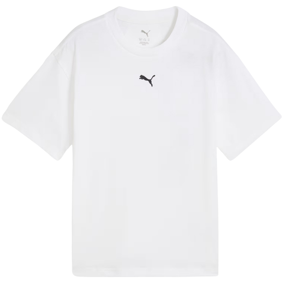 Koszulka dla dzieci Puma Ess Centered Cat Logo Boxy Tee biała 685131 02