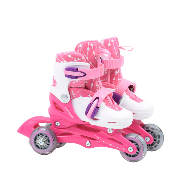 Zestaw łyżworolki Combo Monster,kask,kpl ochraniaczy,plecak Smj 30-33 różowy