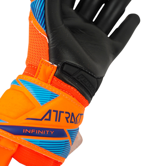 Rękawice bramkarskie Reusch Attrakt Infinity Evolution NC Junior pomarańczowo-czarno-niebieskie 5672724 2289
