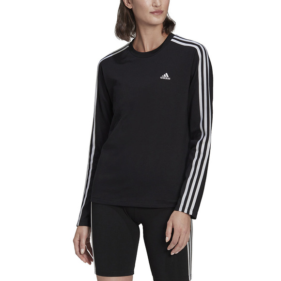 Koszulka damska adidas Essentials 3-Stripes Long Sleeve czarno-biała HF7261