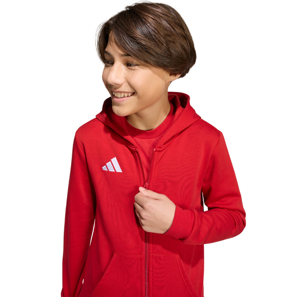 Bluza dla dzieci adidas Entrada 26 Full Zip Hoodie czerwona KH1781