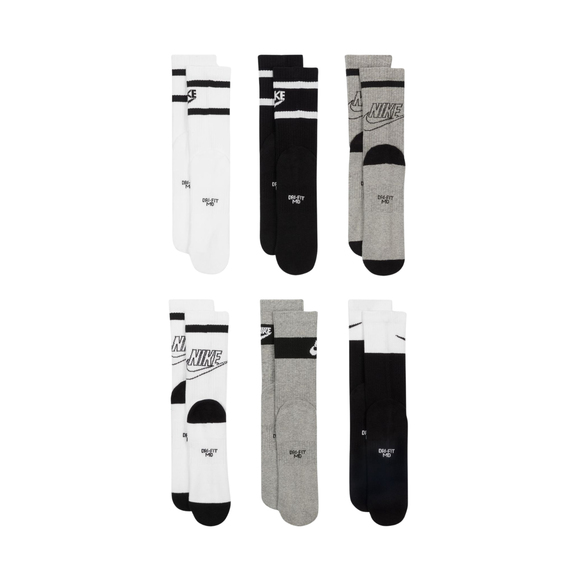 Skarpety Nike Everyday Cush Crew Youth 6PR białe, szare, czarne CK7302 901