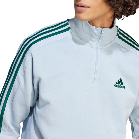 Bluza męska adidas Essentials Fleece 3-Stripes 1/4-Zip błękitna IJ8909