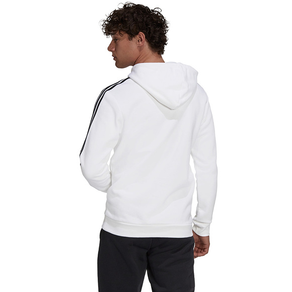 Bluza męska adidas Essentials Fleece 3-Stripes Hoodie biała GU2522